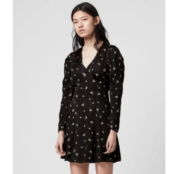 green emerald velvet dress All Saints